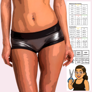 Poster image: Banded mini shorts sewing pattern PDF for stretch fabrics – poster art