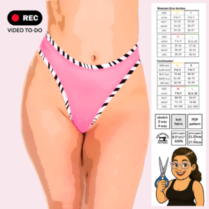 Banded Thong sewing pattern poster showing clean banded waist design and thong back coverage