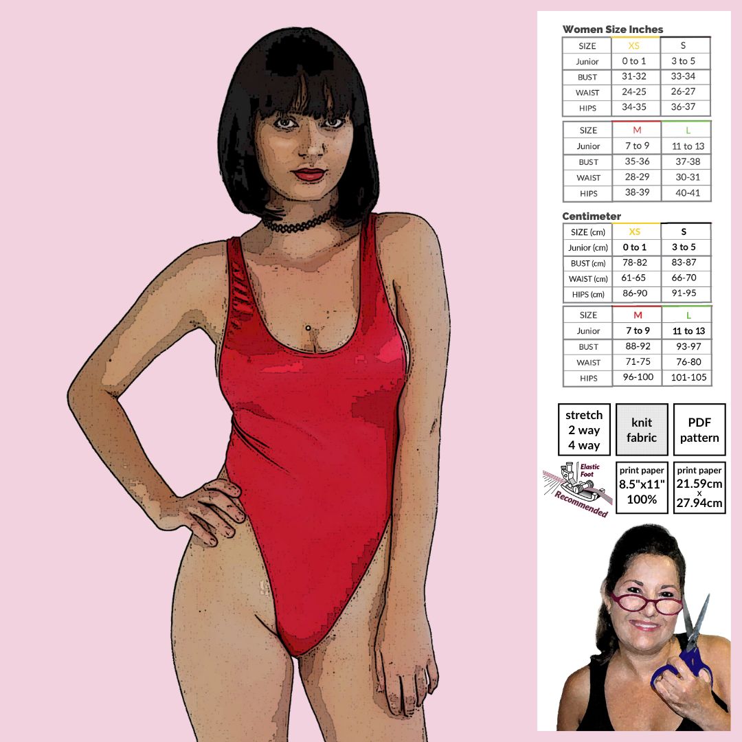 Fitted Bodysuit, Straps Top Pattern, Leotard Pattern, Low Open Back Bodysuit  Pattern, XS,L, EU Sizes 34-42. Basic Woman to Sewing Pattern 