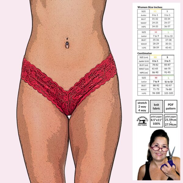 Lace V-Thong Template Sewing Pattern