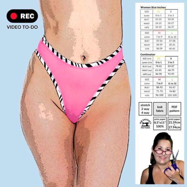 Banded Mesh Thong Sewing Pattern