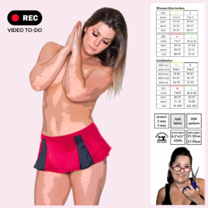 Cheer girl micro mini skirt sewing pattern by Sew Skimpy shown in stretch spandex fabric.