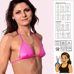 Darted Triangle Top Sewing Pattern – Poster Art minimal coverage bikini top with shaping darts