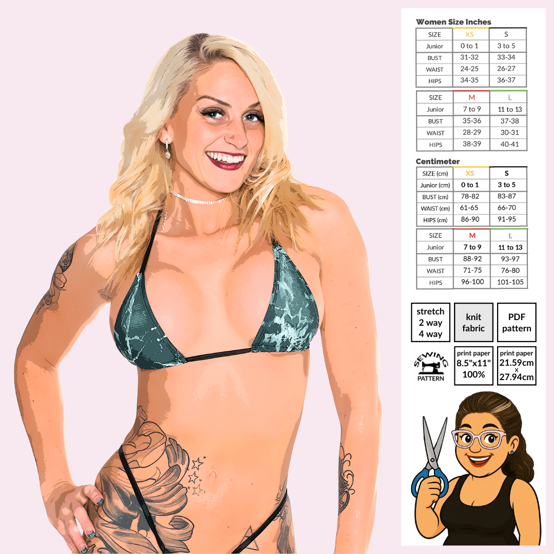 Easy Mini Triangle Top Sewing Pattern for Stretch Fabrics