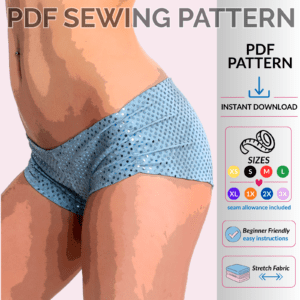 Poster Image Stretch fitness shorts PDF sewing pattern by Sew Skimpy in Multiple Sizes