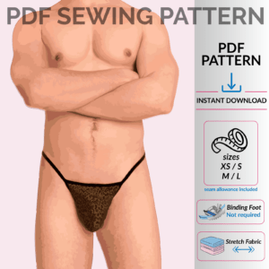 Fashion image men’s jock sock pouch sewing pattern minimal front pouch PDF