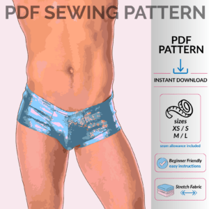 Fashion image men’s pouch booty shorts sewing pattern DIY micro shorts design