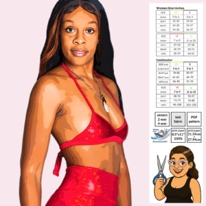 Mini sweetheart top sewing pattern poster featuring stretch fabric design by Sew Skimpy