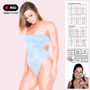 Open Back Thong Bodysuit with S-hook closure and thong back, digital stretch-fabric sewing pattern