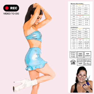 Model wearing a ruffle mini skirt made from the Sew Skimpy Ruffle Mini Skirt Sewing Pattern