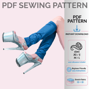 Under the Knee Leg Warmer Sewing Pattern PDF poster art by Sew Skimpy
