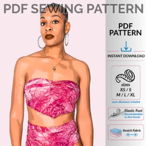 V-Hem S-Hook Tube Top sewing pattern for stretch fabric with optional ruching