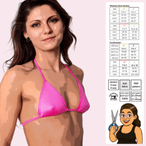 Darted Triangle Top Sewing Pattern – Poster Art minimal coverage bikini top with shaping darts