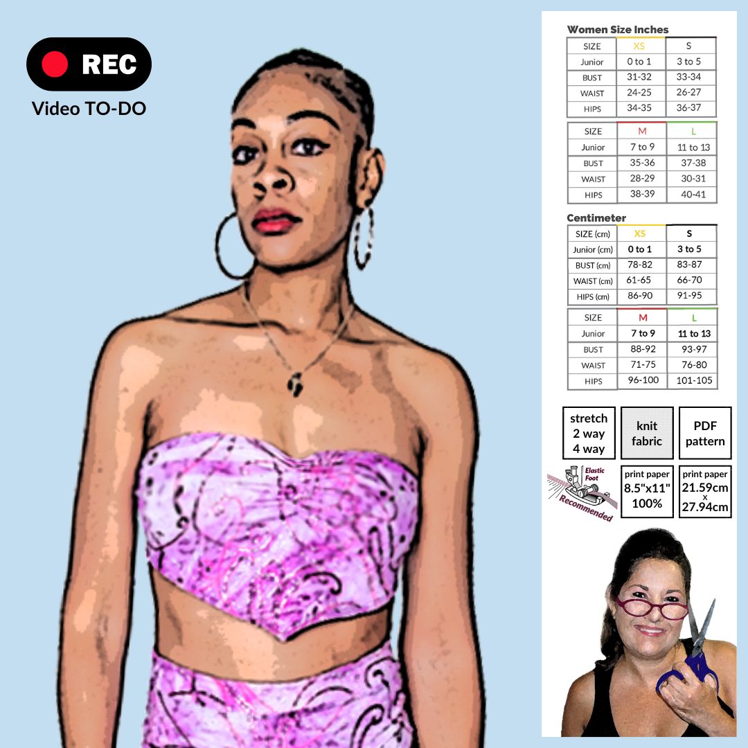 V-Front with S-Hook Back Tube Top Sewing Pattern