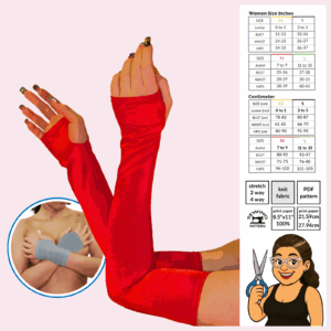 Poster image: Fingerless gloves sewing pattern with long and short length options