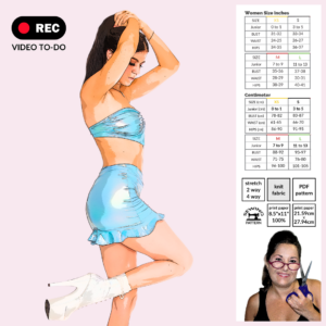 Model wearing a ruffle mini skirt made from the Sew Skimpy Ruffle Mini Skirt Sewing Pattern