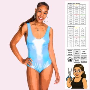 Tank Boy Beater Bodysuit Top sewing pattern poster-style artwork by Sew Skimpy showing a cheeky tank fit