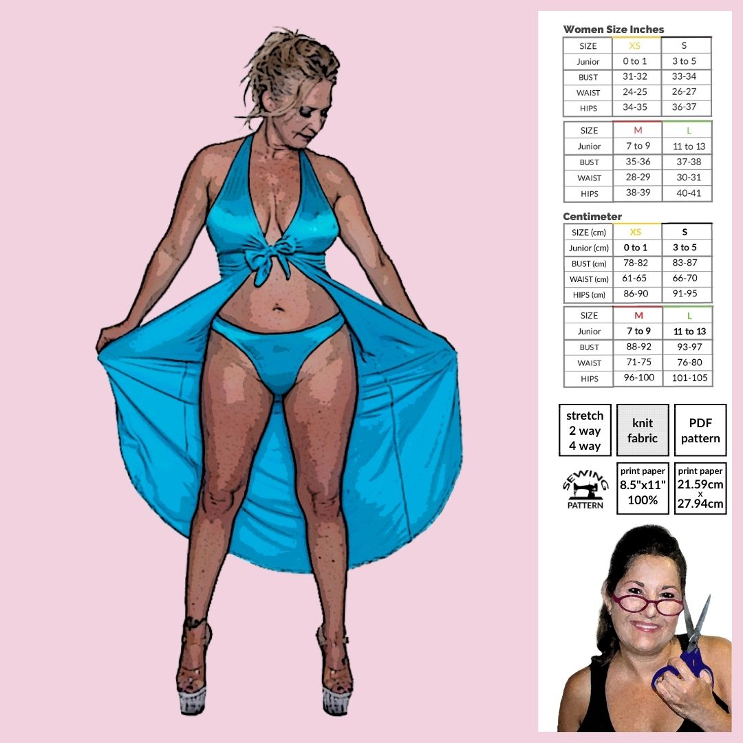 Tie Front Halter Long Length Robe Sewing Pattern