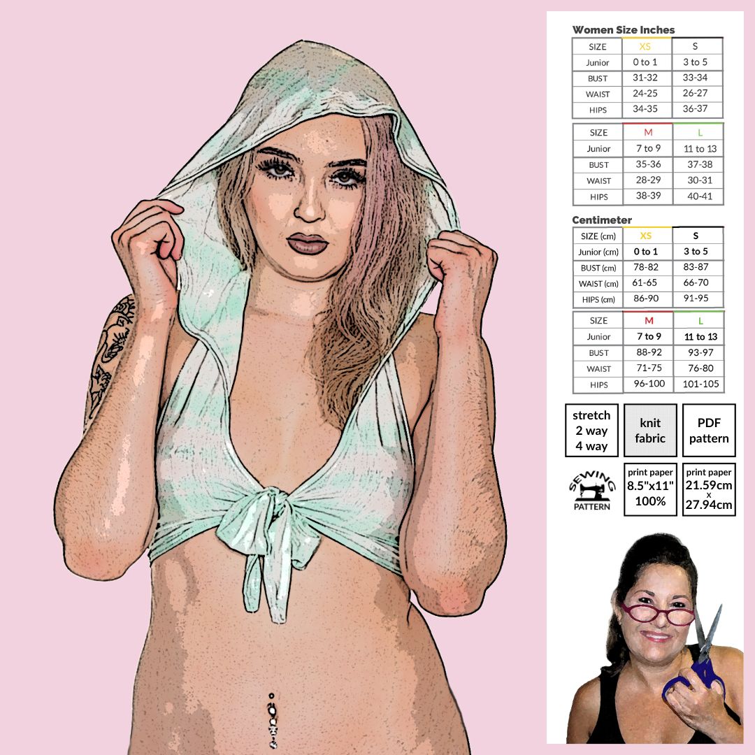 Tie Front Hoodie Top Sewing Pattern