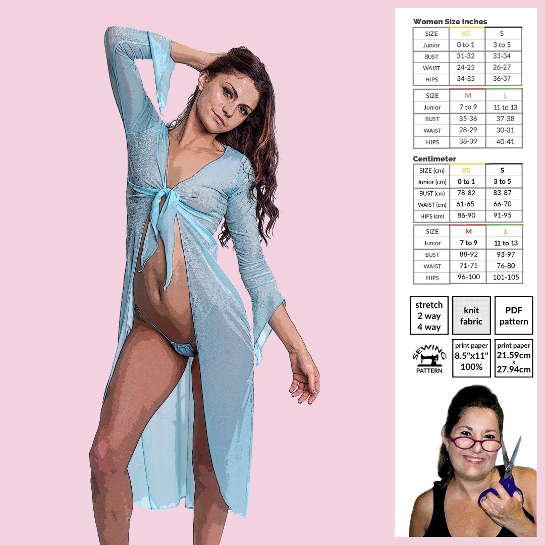 Tie Front Wizard Sleeve Robe PDF Sewing Pattern