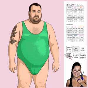 Men's Racerback Bodysuit Sewing Pattern Husky Size XL-XXXXL