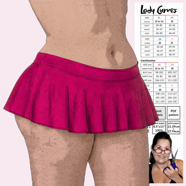 Micro Circle Skirt Sewing Pattern Lady Curves Sizing