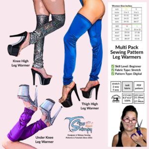 Multi Pack Leg Warmer Sewing Pattern – Thigh High Skinny Legging, Knee High Leg Warmer, Under the Knee Leg Warmer – PDF Download