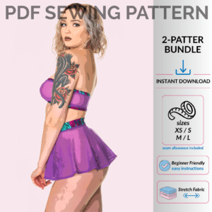 Poster image rave outfit sewing pattern bundle easy project circle skirt tube top