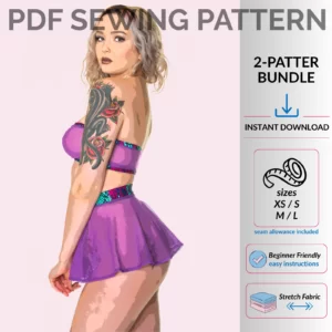 Poster image rave outfit sewing pattern bundle easy project circle skirt tube top